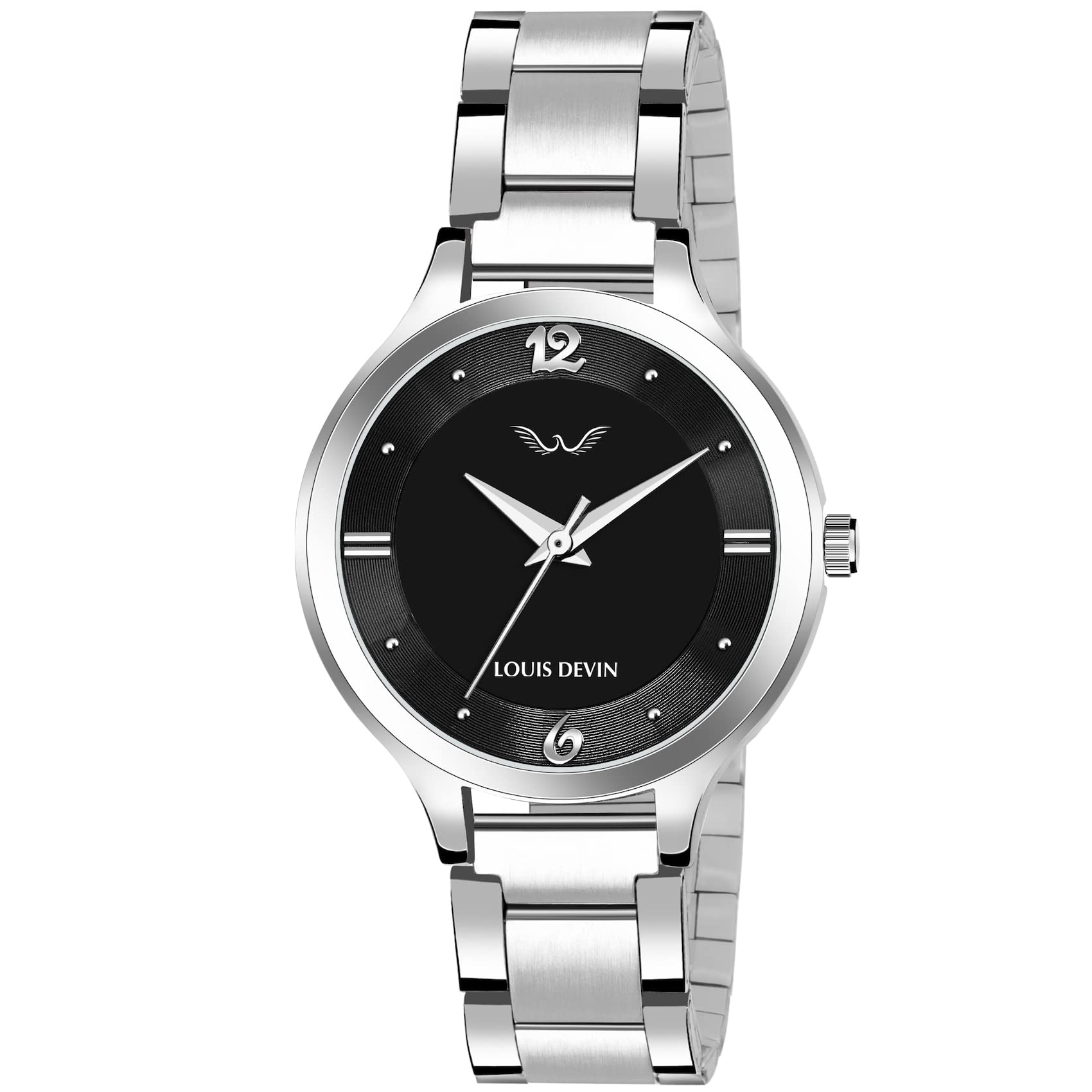 LOUIS DEVIN Stainless Steel Chain Analog Wrist Watch for Women (Black Dial) | LD-L158-BLACK (B0BQRMK8BD) Amazon Price History, Amazon Price Tracker