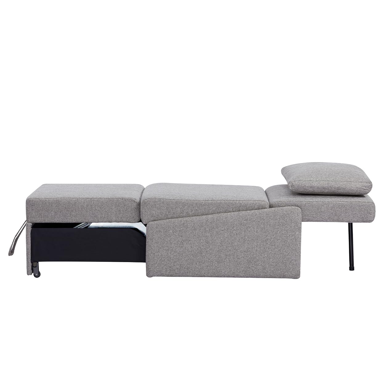 EVERGREENWEB - Poltrona Pouf Letto Singolo con Materasso e Cuscino INCLUSO, Prontoletto Salvaspazio Pieghevole, Pouf Poggiapiedi, Ottomano, Comodo Schienale Regolabile e Tasca Laterare | SOFY (Grigio)
