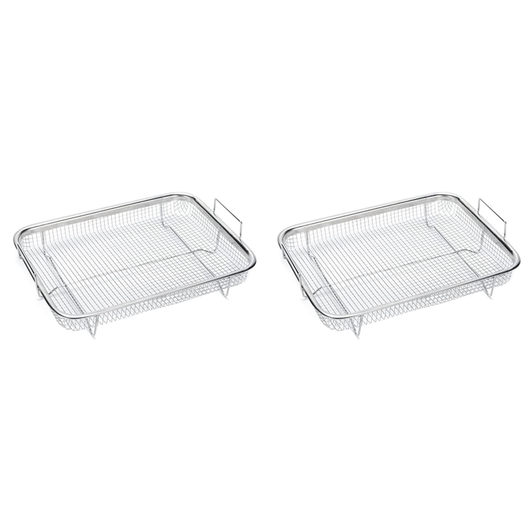 Hndhbfgrt 2Pcs Air Fryer Basket for Oven, Stainless Steel Grill Basket, Non-Stick Mesh Basket, Air Fryer Tray Wire Rack Basket