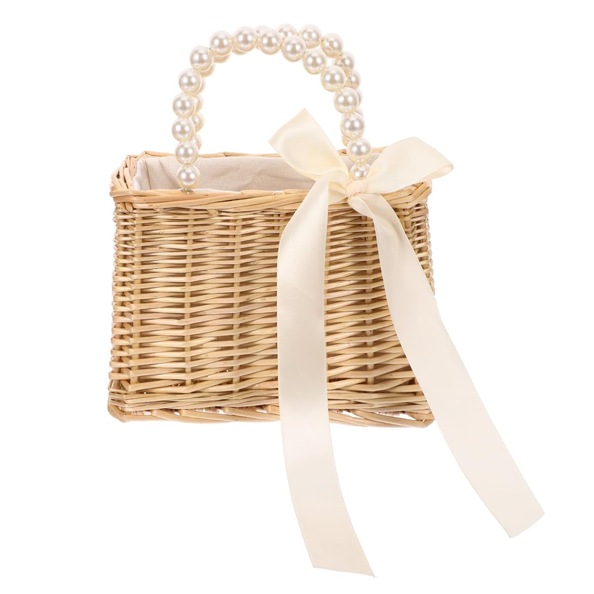 Bolso Tote de Playa de Paja con Perlas para Mujer miniatura 7
