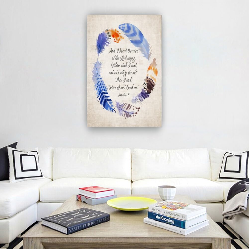 Targa In Legno Con Cornice Isaiah 6:8 - Ecco Io, Manda Me! Decorazione Murale Ispirazionale 30,5x20,3 Cm, Regalo Inaugurazione Casa - 4