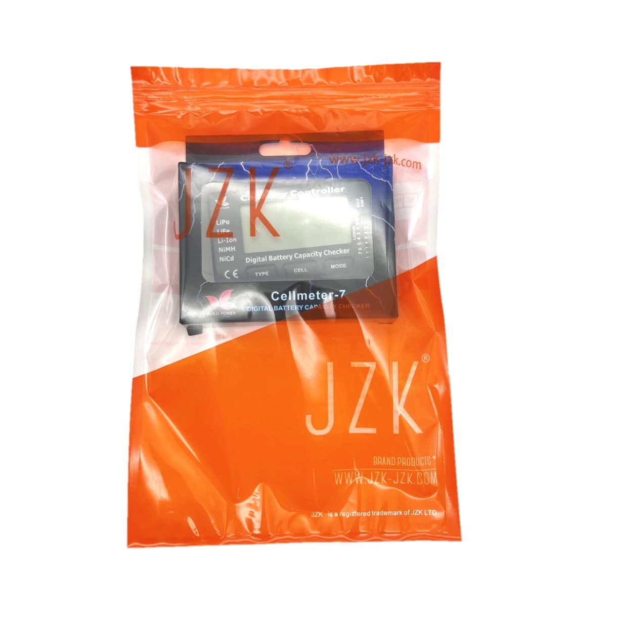 JZK Cellmeter-7 Petit compteur de batterie, testeur numérique de capacité de batterie, testeur de tension de batterie pour LiPo LiFe Li-Ion NiMH NiCd, testeur de batterie LiPo