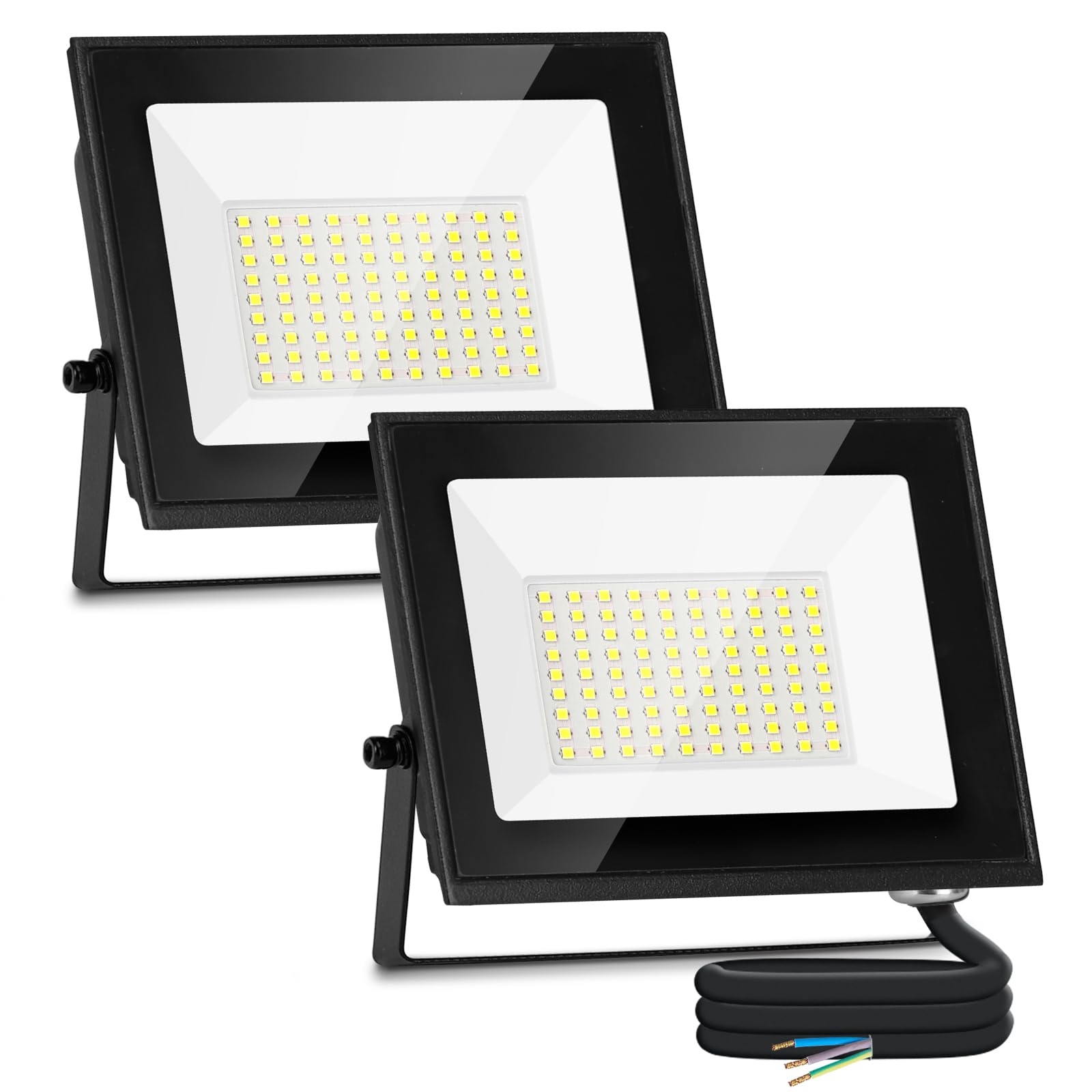 Aigostar Reflektory LED 50W 4500LM, wodoodporne, IP65, 6500K, zimna biel, do garażu, ogrodu, na patio i do parku, 2 pcs