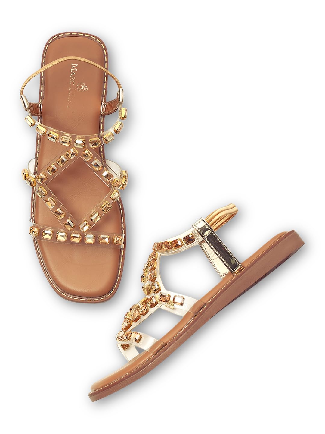 marc loire Women's PU Slip-On Casual Flats | Embellished | Open Toe-picture-8