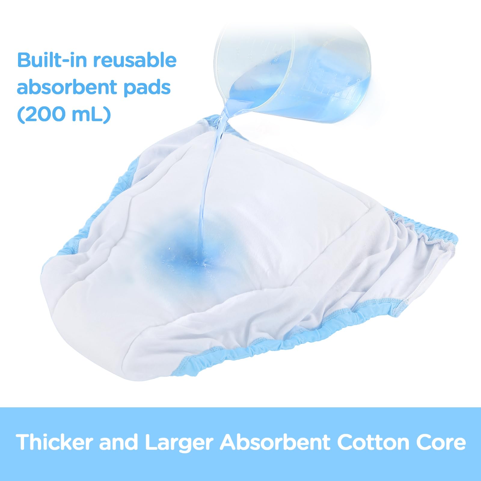 LittleForBig Ropa interior suave y sedosa Pantalones de entrenamiento reutilizables cómodos y lavables para adultos - Astro Bebés Azul M