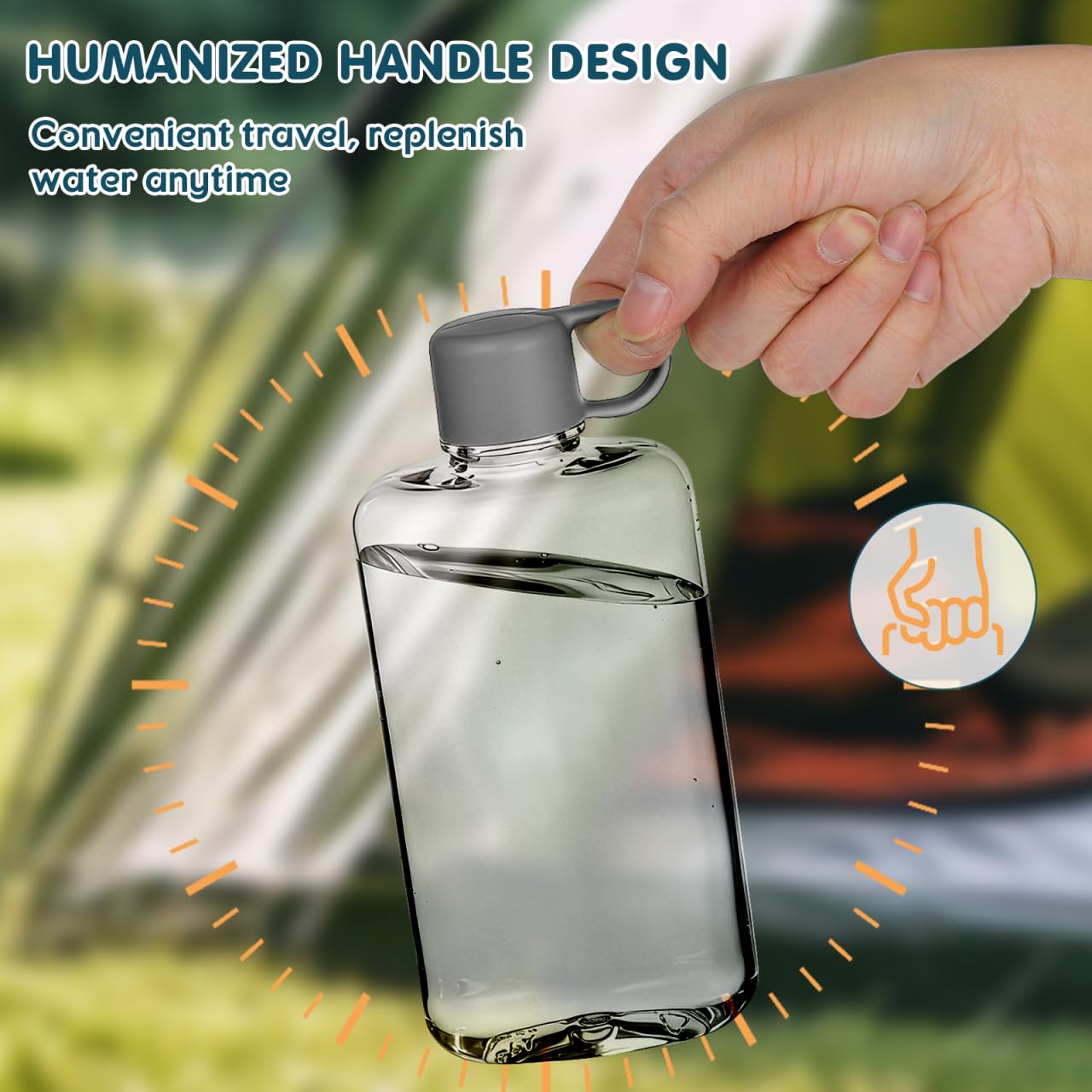 Healeved Flache Wasserflasche 2 Stück 500ml Tritan mit Schraubdeckel