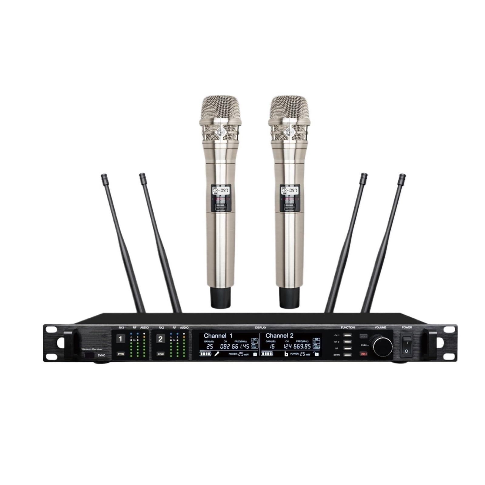 Profesjonalny Mikrofon Bezprzewodowy 500/600/900MHz System Radiowy Mikrofon Magazynowy Scena Kościół Ślub(Chrome 500Mhz)