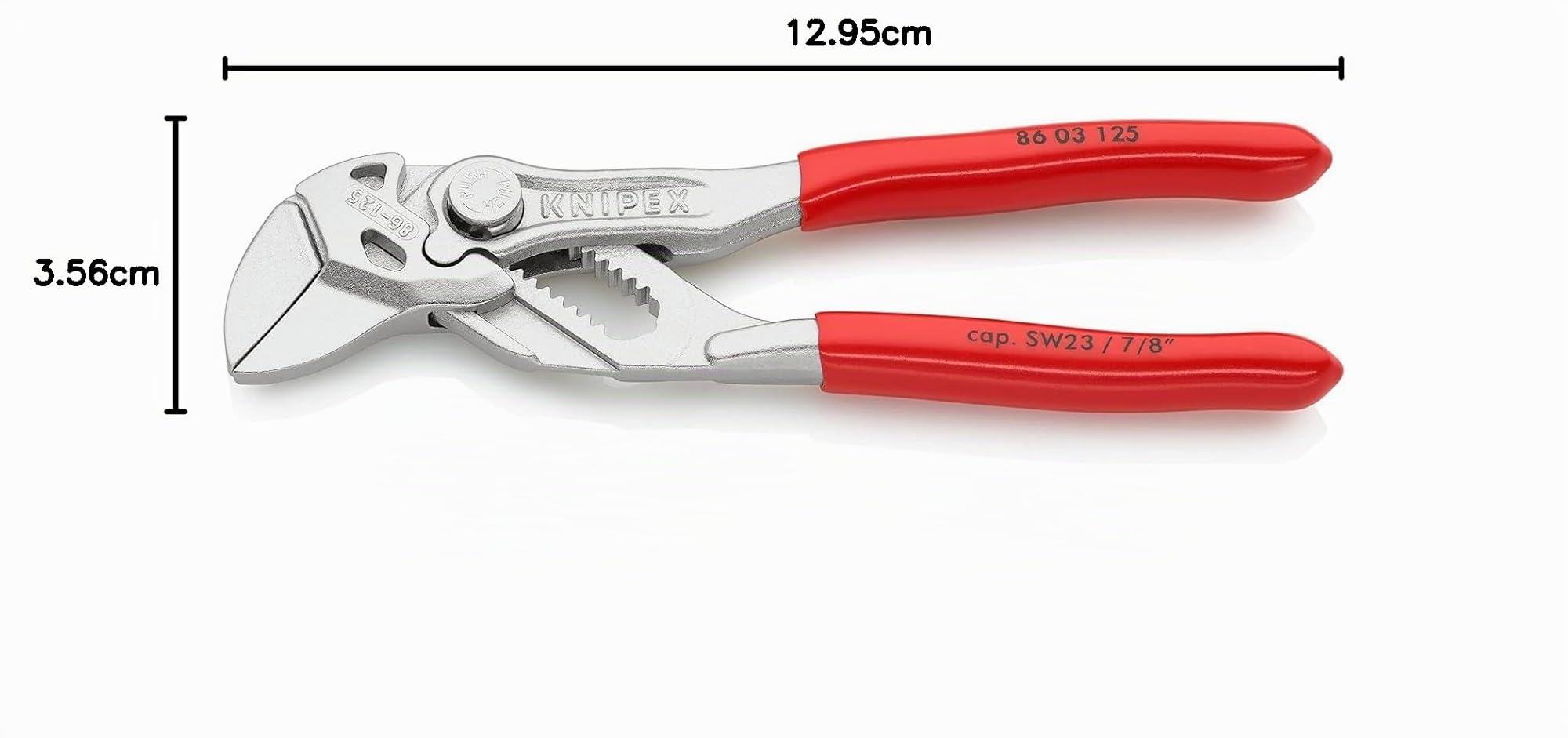KNIPEX Pinza chiave mini pinza e chiave in un unico utensile cromata rivestiti in resina sintetica 125 mm, 86 03 125