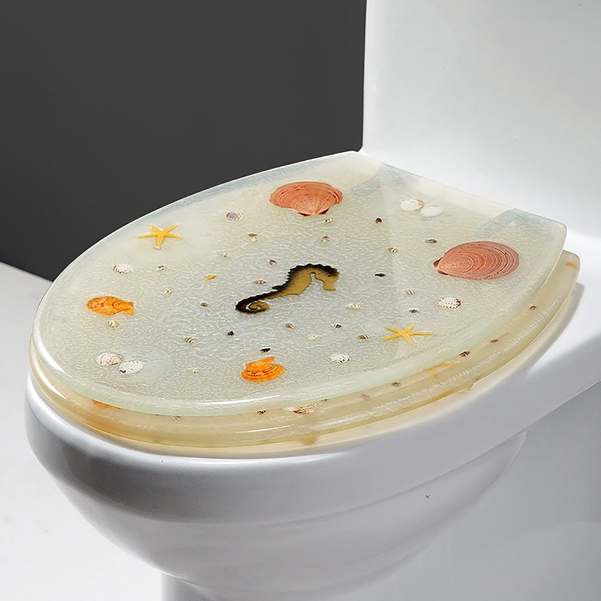 Ldhsjh D Transparent Toilet Seat, Hinges Quiet Heavy Uty, Adjustable, Lightweight, Urable, Portable, User-Friendly, Compact, Soft, Close, Resin, Slamming