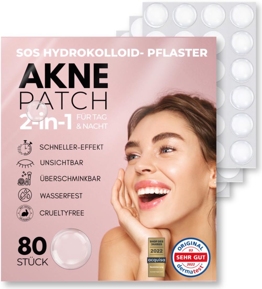 WUNDERTAPE Akne-Patches, Anti-Pickel-Pflaster Pimple Patch (80 Stück)