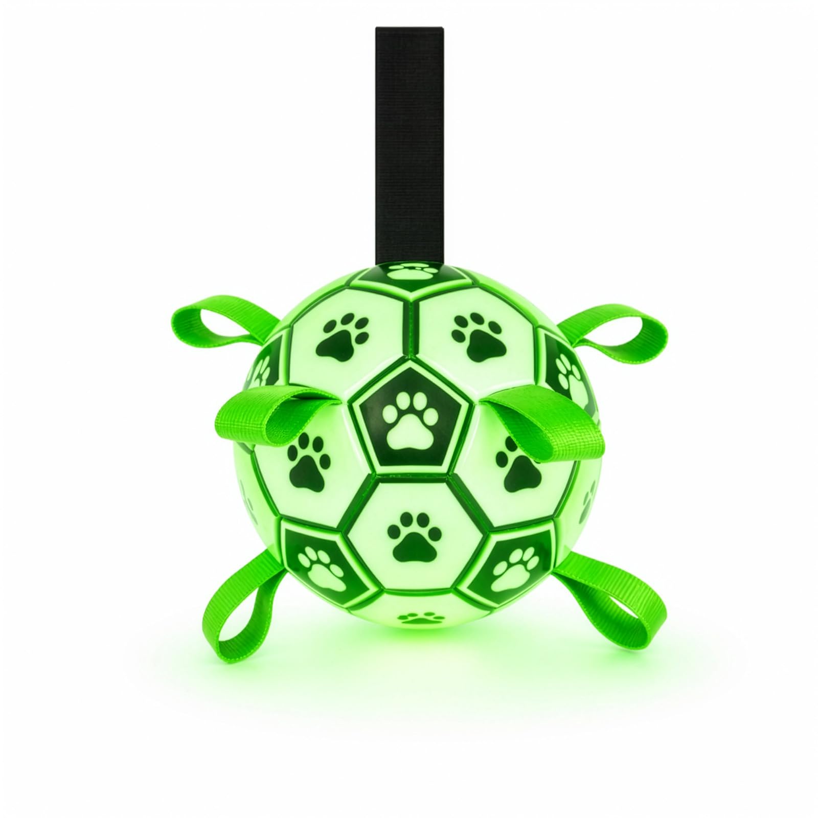 GreenWhim Glow in the Dark Dog Football Toy with Grab Tabs Interactive Dog Ball for Small and Medium Dogs Durable Bouncy Toy for Indoor Outdoor Play with Pump (15cm)