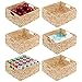 mDesign panier de rangement pour étagère – organiseur de placard en jacinthe d'eau avec ardoise intégrée – corbeille de rangement tressée à poignées pour la cuisine – lot de 6 – couleur naturelle