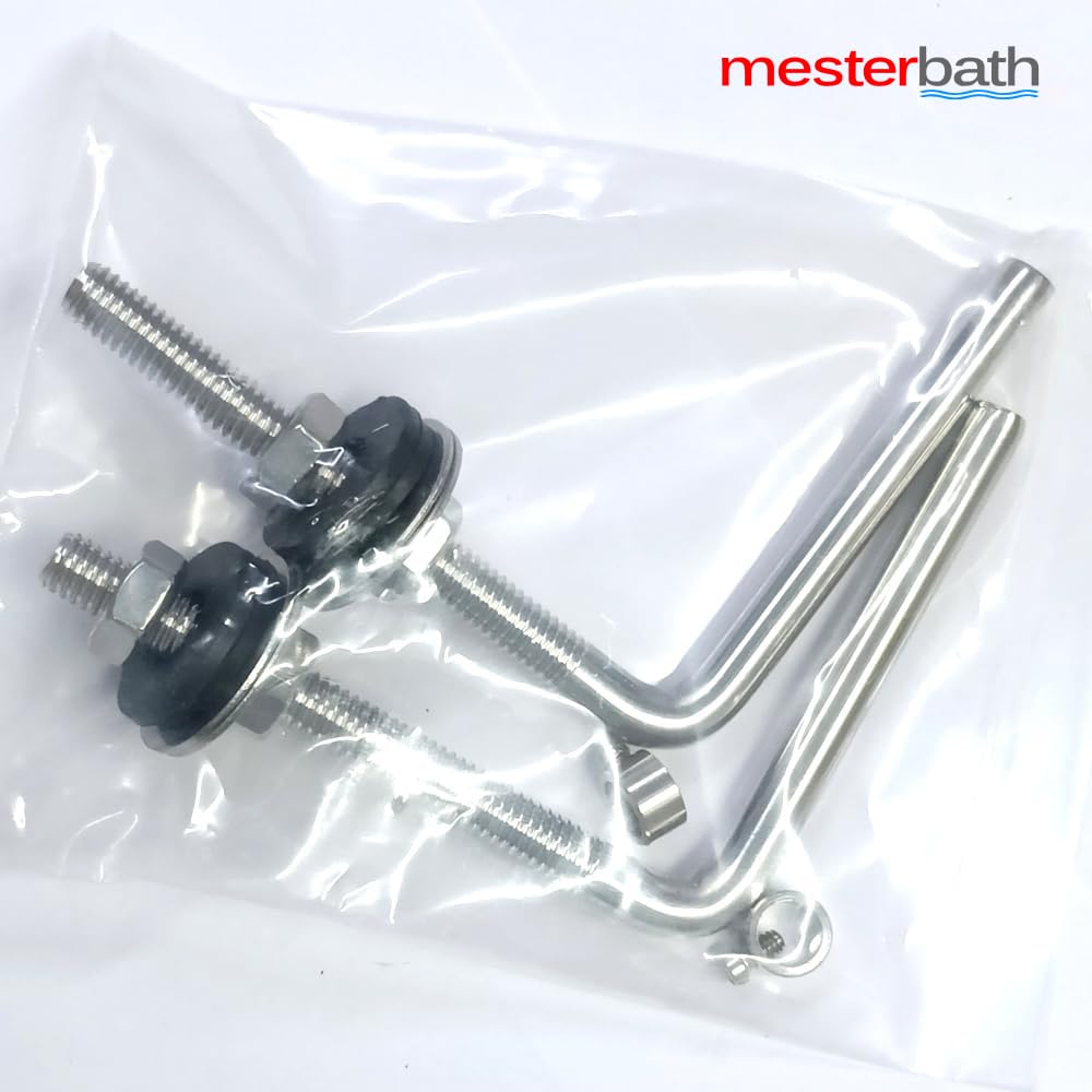 MASTER BATH L Type Toilet Seat Cover Hinges, SS Toilet Seat Hinge Screw L Type for European Toilet Seat Repair Fixing Bolt Screw Set 3