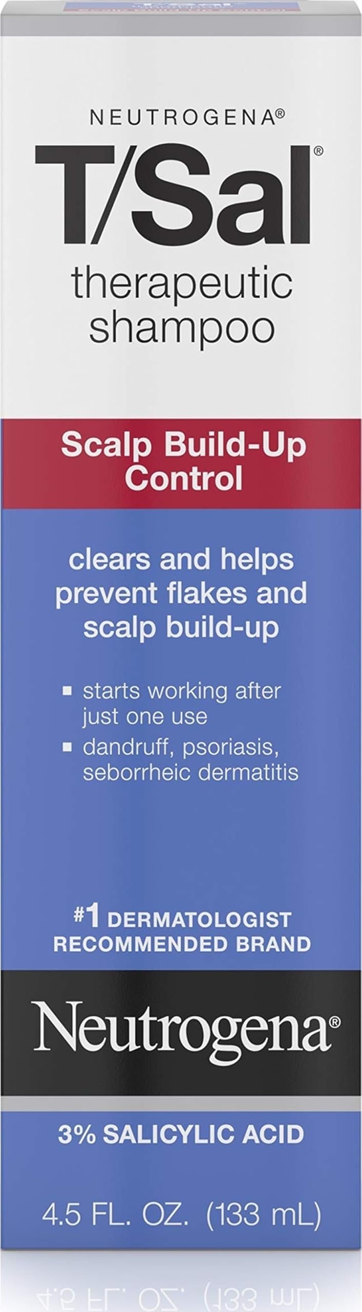 Neutrogena T/SAL Therapeutic Shampoo for Scalp Build-Up Control with Salicylic Acid, Scalp Treatment for Dandruff, Scalp Psoriasis & Seborrheic Dermatitis Relief, 4.5 fl. oz