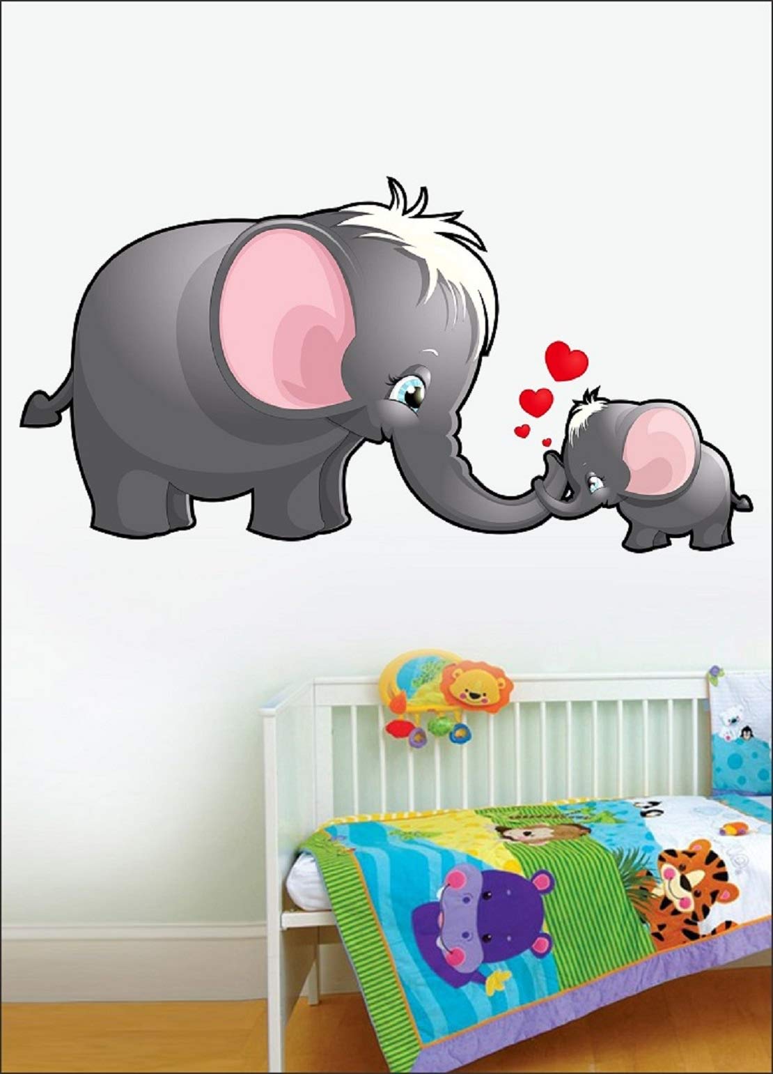 Saaz Saar Mom and Kid Elephant Wall Sticker for Kids Room/Living Room/Bedroom/Home, Wall Art,
