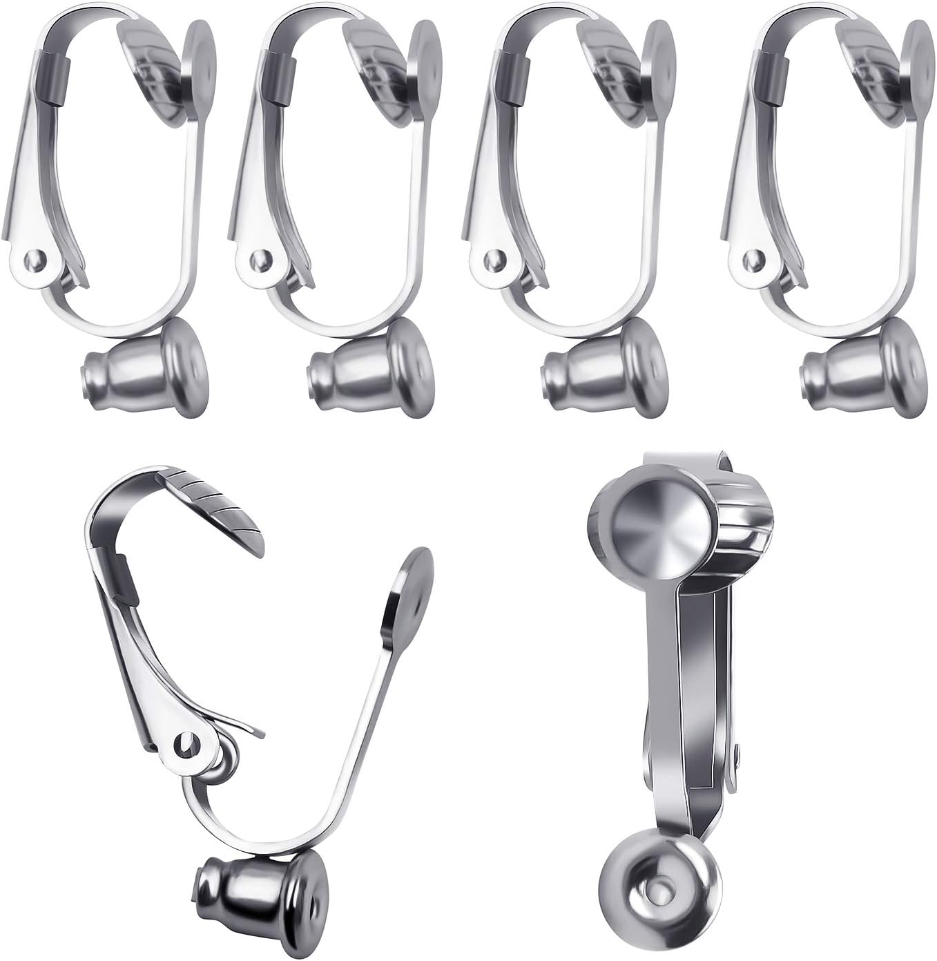 Aylifu 20 Pieces (10 Pairs) Stainless Steel Clip-on Earrings Converter Components with Post for Non-Pierced Ears DIY Earring - Turn Posts Into Clip-Ons