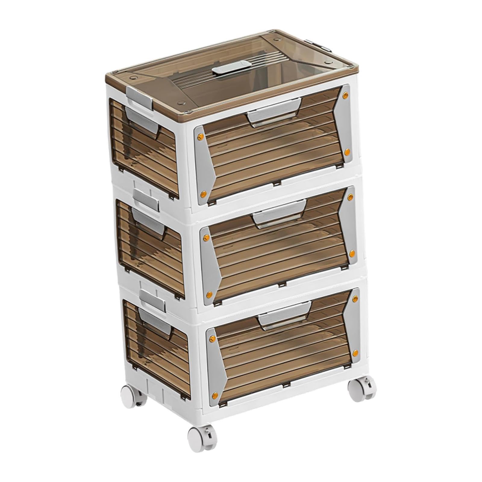 Storage Box Stackable Storage Bin Space Saving Foldable Storage Cabinet Stackable Storage Organizer for Drawing Room Office, 3 Layer