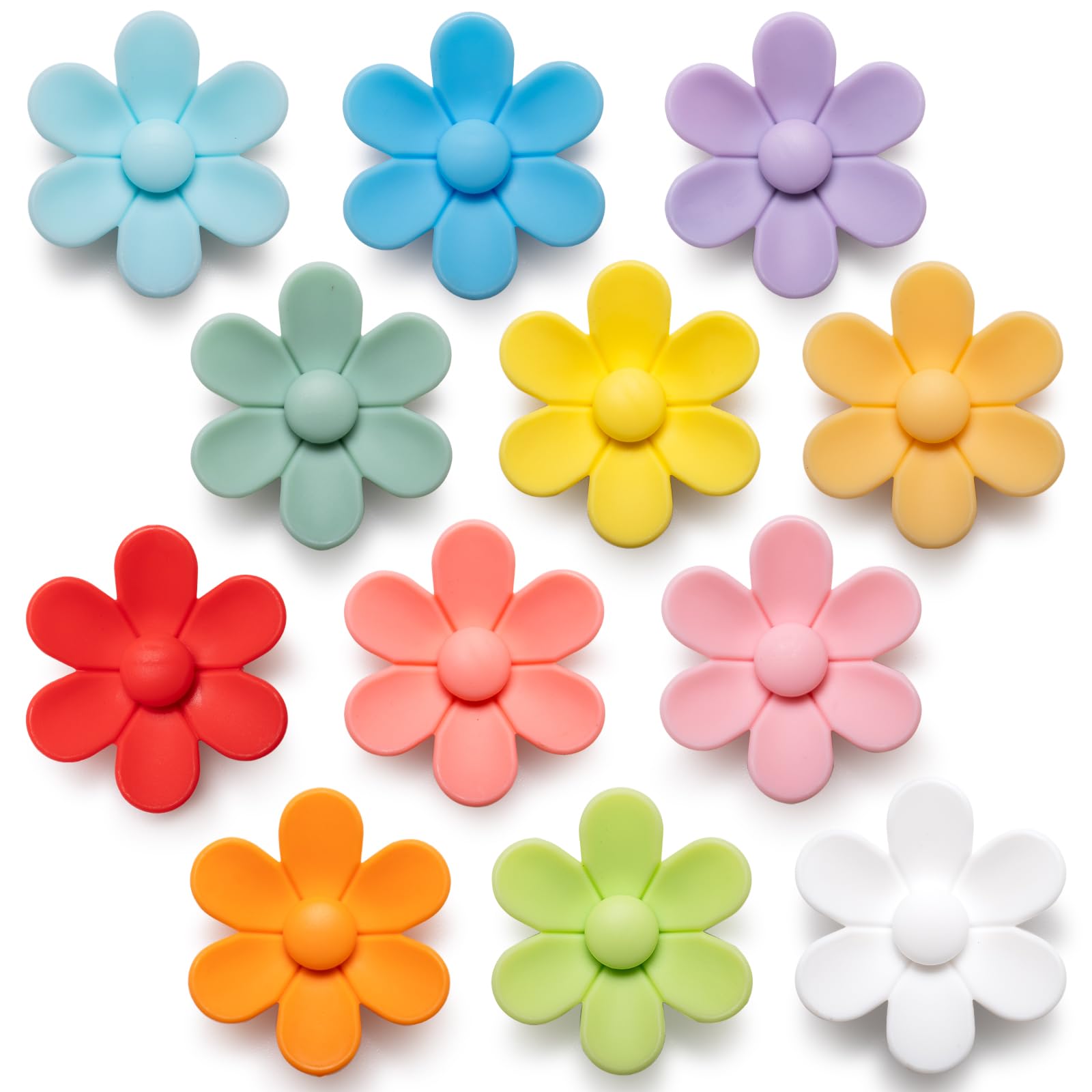 3D Solid Color Flower Cute Fridge Magnets for Locker, Colorful Strong Decorative Funny Refrigerator Magnets for Whiteboard, Kitchen, and Office (12 Pieces)