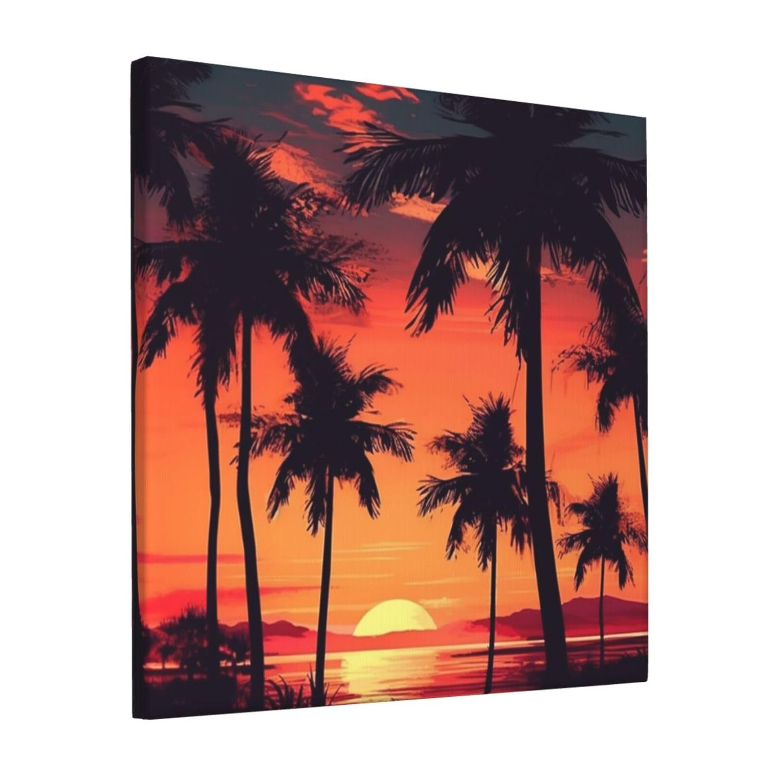 FodPand Palm Tree Summer Sunset Canvas Wall Art for Living Room Wall Decor 12"x12" Modern Artwork Painting Pictures Hanging Canvas Prints Aesthetic Wall Art for Bedroom Bathroom Office Wallart Decor
