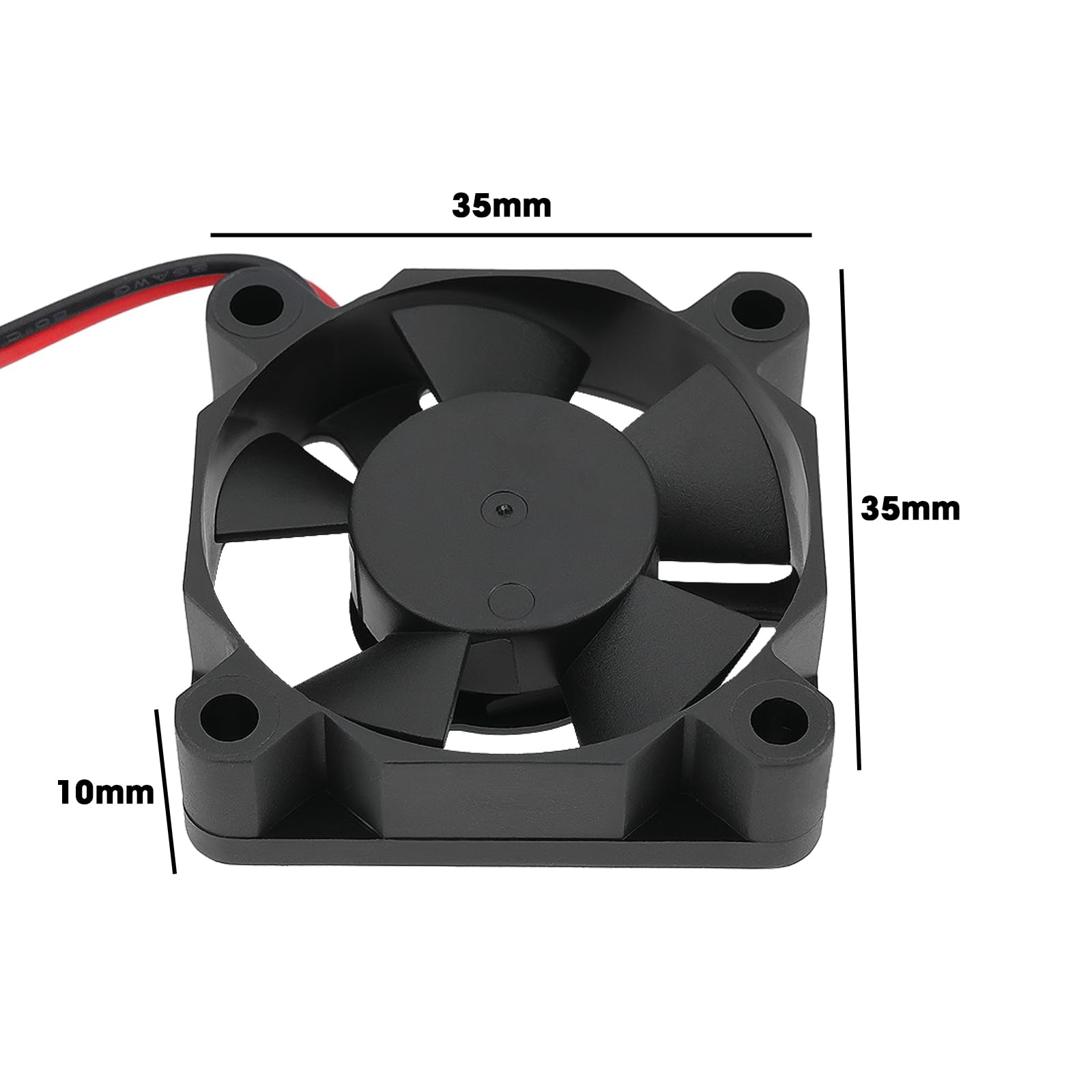 35 mm RC-ventilator, lichtgewicht aluminiumlegering kunststof RC auto ESC- koelventilator 35x35 mm voor doe-het-zelf(zwart