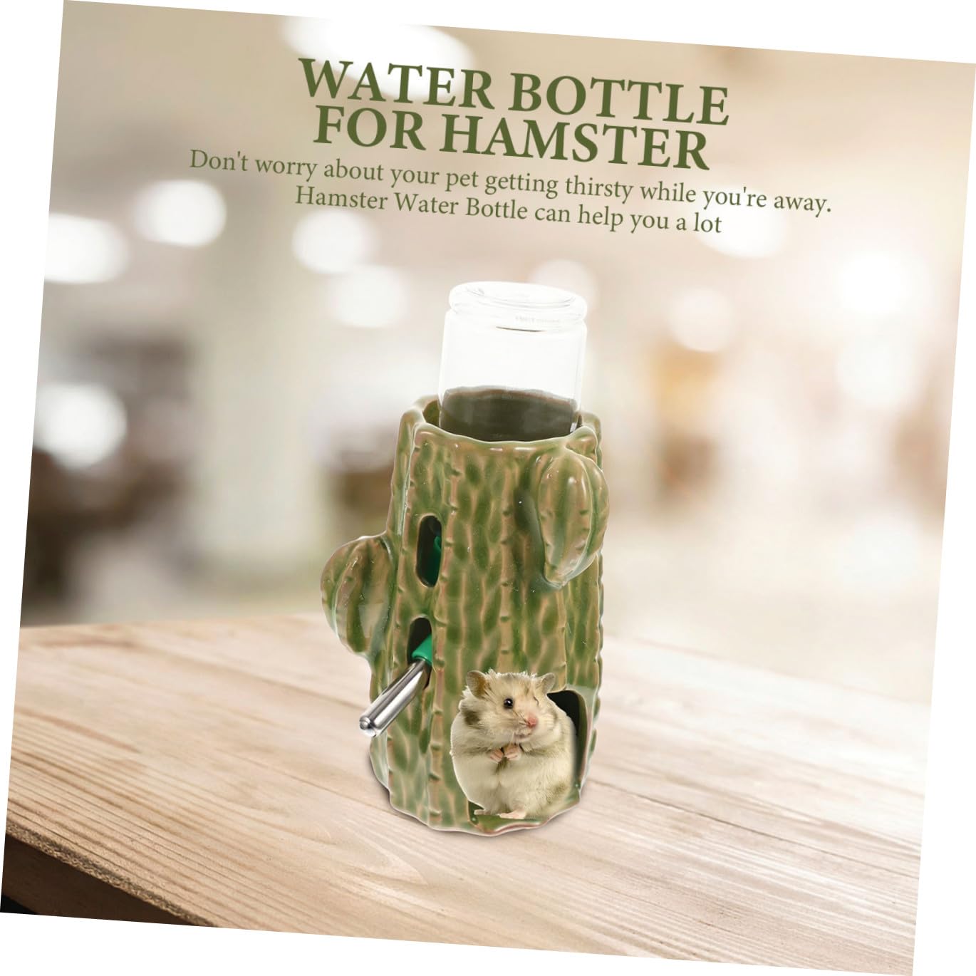 Hamster Wasserflasche mit Keramikhalter Verstellbarer Trinkflaschenständer für Kleine Haustiere Wie Hamster Chinchillas Meerschweinchen und Mäuse Auslaufsicher und Praktisch