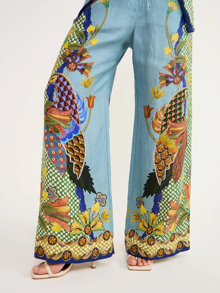Tenues 2 pièces bohème pour femme - Imprimé graffiti - Ensemble assorti - Chemise boutonnée à manches longues et pantalon avec poches - Vêtement de détente hawaïen