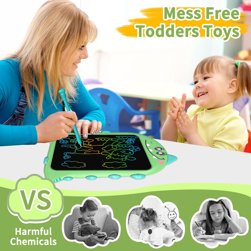ToddlerToys for 3 4 5 6 Years Old Boys Girls Gifts LCD Writing Tablet for Kids, LCD Drawing Tablet 10inch, Dinosaur Doodle Board Educational Travel Toys Boy Girl Birthday Age 3-7(Green) — view 4