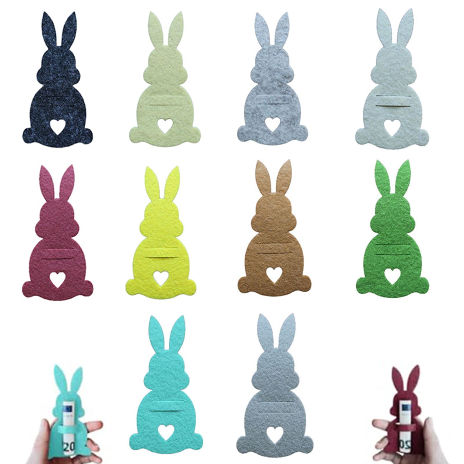 Uclac 10/20/30PCS Easter Bunny Money Holder Gift, Cute Bunny Felt Money Holder, Easter Cute Bunny Cash Clip Money, Creative Way to Give Cash for Easter Egg Fillers Decoration