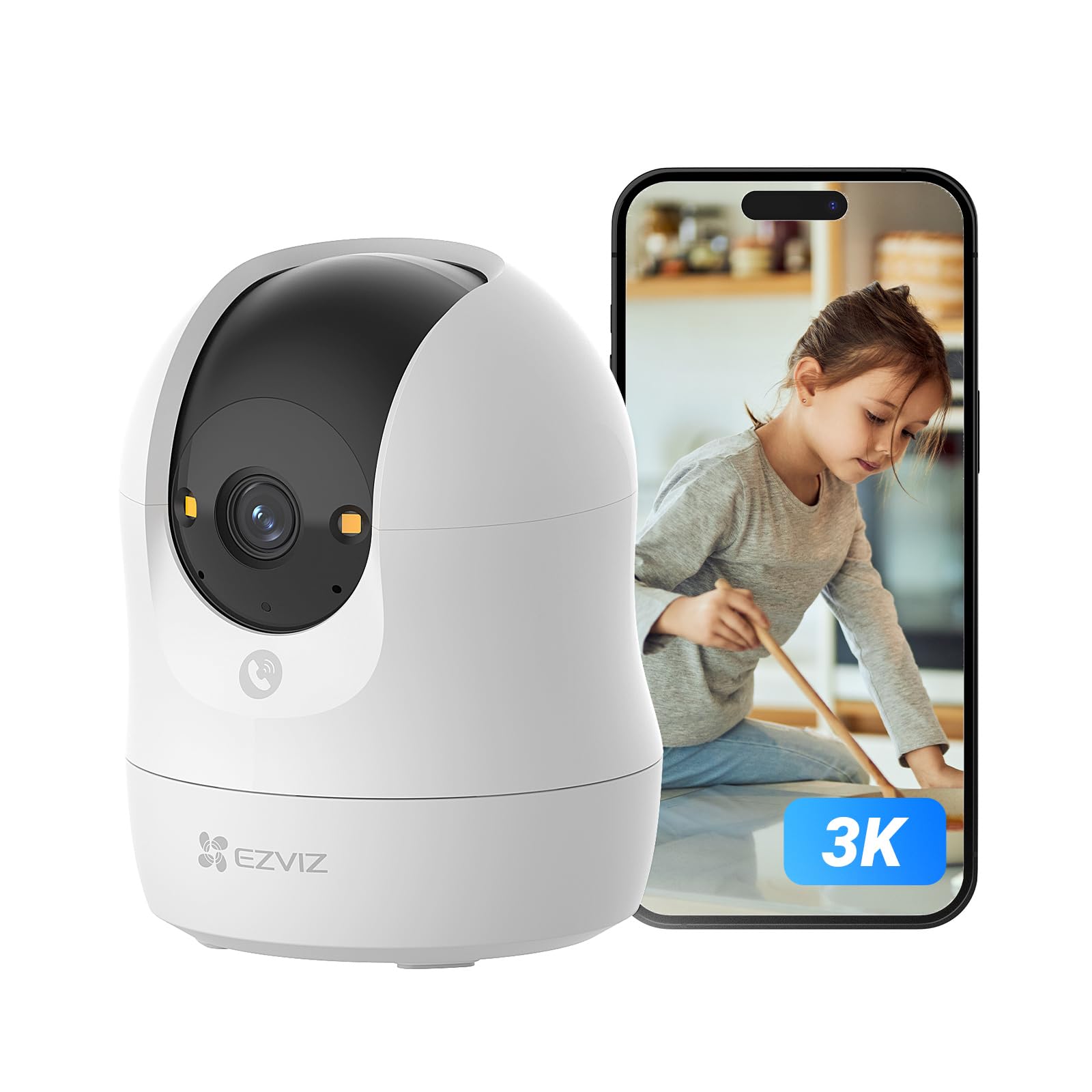 Ezviz 3K 5Mp 3K 360° Indoor Wifi Surveillance Camera, 5Mp Baby Camera With 2.4Ghz Wifi, Human/Noise Detection, Colour Night Vision With Wdr, Auto-Zoom Tracking, C6n G1 3K