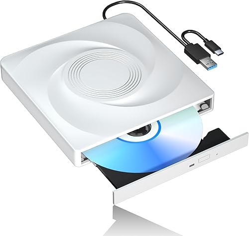 Unidad externa de CD/DVD para portátil Grabadora de CD Unidad de DVD externa, reproductor de CD ROM DVD Lector de CD portátil para PC portátil,