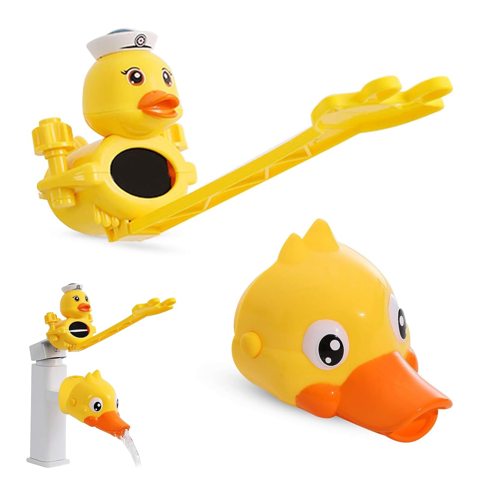 Prolunga Per Rubinetto A Forma Di Anatra - Estensore Per Bambini, Silicone, Giallo/Rosso