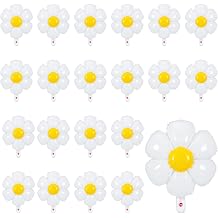 Sotiff 21 Pcs Flower Balloons Daisies Balloons White Groovy Flower Daisy Party Decorations Retro Hippie Boho Girl Party Decor20 x 15.7 Inch