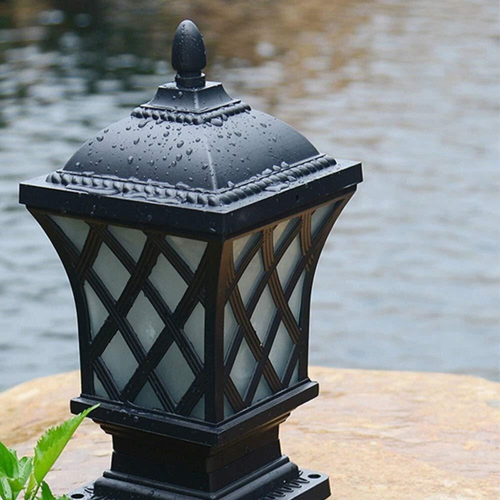 Lampa Słupki Aluminiowa Kolumna Świetlna Na Zewnątrz Trawnika Ogrodzenie Podwórko Słupek Lampa Wodoodporna Europejski Styl Ogród Willa Światło Zewnątrz i Drogę(23.5 * 23.5 * 47cm)