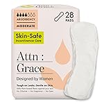 Attn: Grace Moderate Incontinence Pads for Women, 28-Pack - High Absorbency, Breathable, Plant-Based - Incontinence Pads for Moderate Bladder Leaks & Sensitive Skin