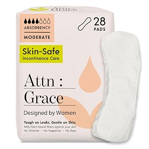Attn Grace Moderate Incontinence Pads for Women 28-Pack - Plant-Based High Absorbency Breathable - Incontinence Pads for Moderate