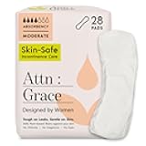 Attn: Grace Moderate Incontinence Pads for Women, 28-Pack - High Absorbency, Breathable, Plant-Based - Incontinence Pads for Moderate Bladder Leaks & Sensitive Skin