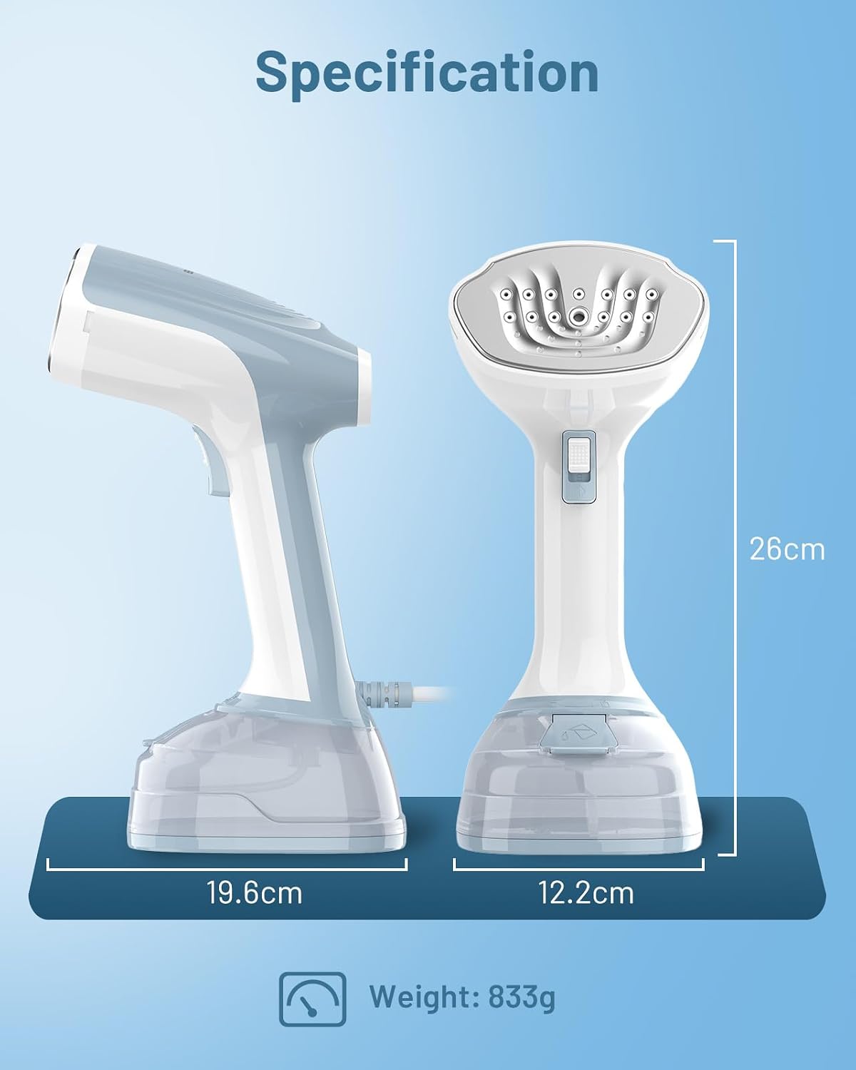 Portable Garment Steamer with 2 Steam Settings, 330ml Tank 330 ml (72… thumbnail 7