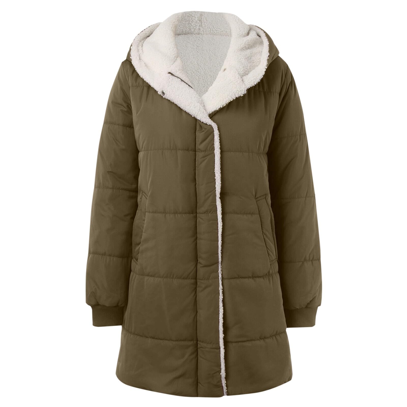 Genérico Chaqueta de plumón para mujer Ropa Invierno Cremallera con Bolsillo abrigo acolchado plegable ligera parka acolchada Elegante Deportivo larga y cálida clima frío