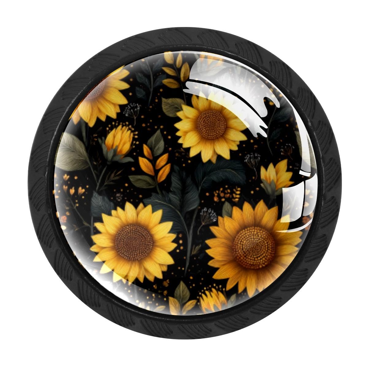 HEOEH 4 PCS Kitchen Cabinet Knobs, Sunflower Drawer Knobs Dresser Handles