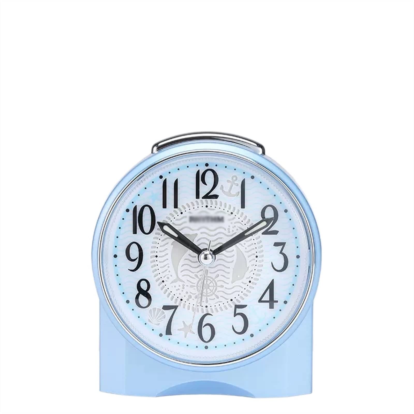 Dormitorio Despertador súper silencioso, Redondo con luz Nocturna, Funciona Pilas, fácil de configurar, for Escritorio, Dormitorio y decoración del hogar Decoración(Blue)
