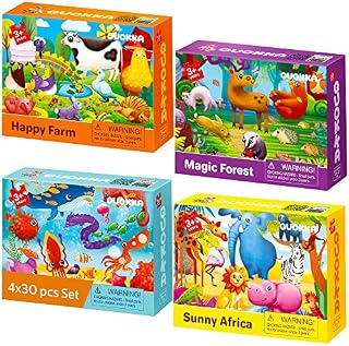 30 Piece Puzzles for 2 3 Year Olds - Set of 4 Jigsaws For Children Age 4 5 by QUOKKA - Animal Toddler Toys for Kids 5-8 yo - Learning Gifts for Boy and Girl