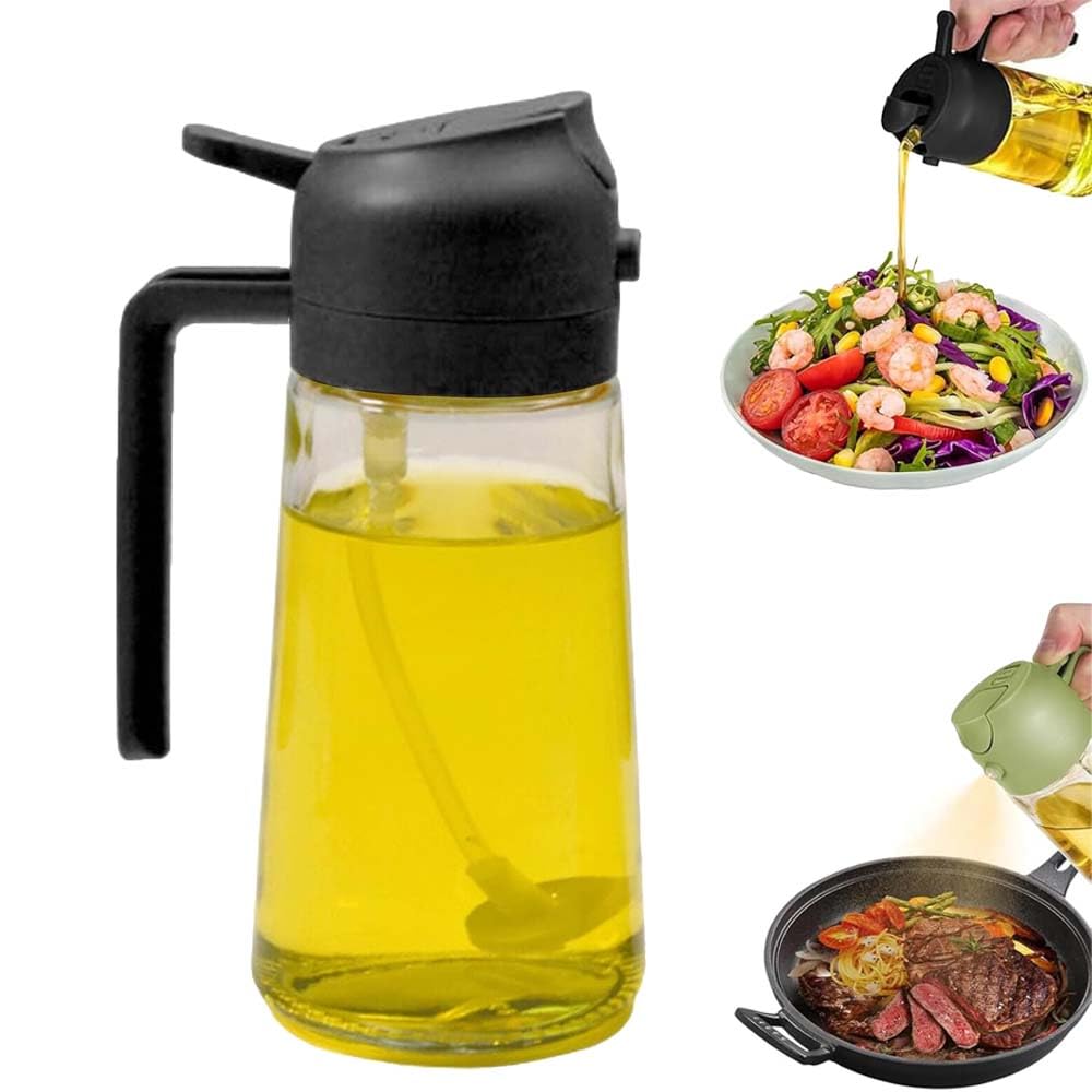 Kitchen Maiden 2 in 1 Oil Dispenser,Kitchenmaiden 2 in 1,Kitchen Maiden Oil Dispenser,Kitchen Maiden Oil Sprayer (Black,1pcs)