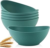 Homienly 60oz Wheat Straw Salad Bowls 6 Pack Green - Unbreakable Microwave Dishwasher Safe Large Serving Cereal Soup Bowls for Kitchen Camping Parties
