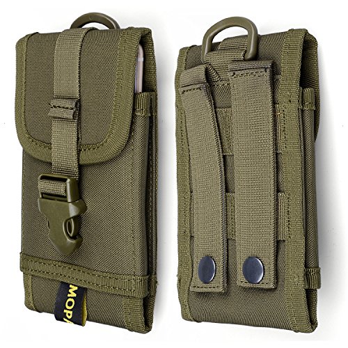 Premium Outdoor MOLLE Tactical Military Pouch Army Black Waist Holster Mobile Phone Belt Clip Pouch for iPhone 11 XR Xs 6 6s 7 Plus 8 Plus, Galaxy Note 10 (Fits Will a Slim Hard Case Bumper Cover On)