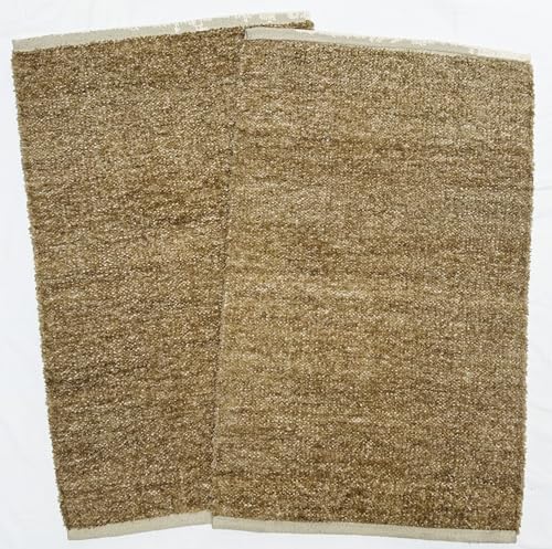 Image of House2Home Feather Cotton Blend Door Mat | 2Pc. Combo | 50x80cm | Side Binding - Available in 8 Colors (Sand)
