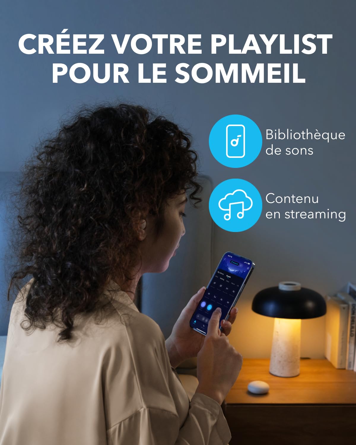 Soundcore Sleep A20 by Anker écouteurs Anti-Bruit pour Le Sommeil, Petit Design pour Les Dormeurs Latéraux, 80 Heures D'autonomie, Diffusion de Contenu Via Bluetooth 5.3, Moniteur de Sommeil
