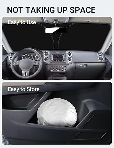 Vista 64 de Proadsy Parasol para parabrisas para BMW X1 F48 2016-2022 de 4 capas plegable, protector de parasol frontal que bloquea los rayos UV y mantiene