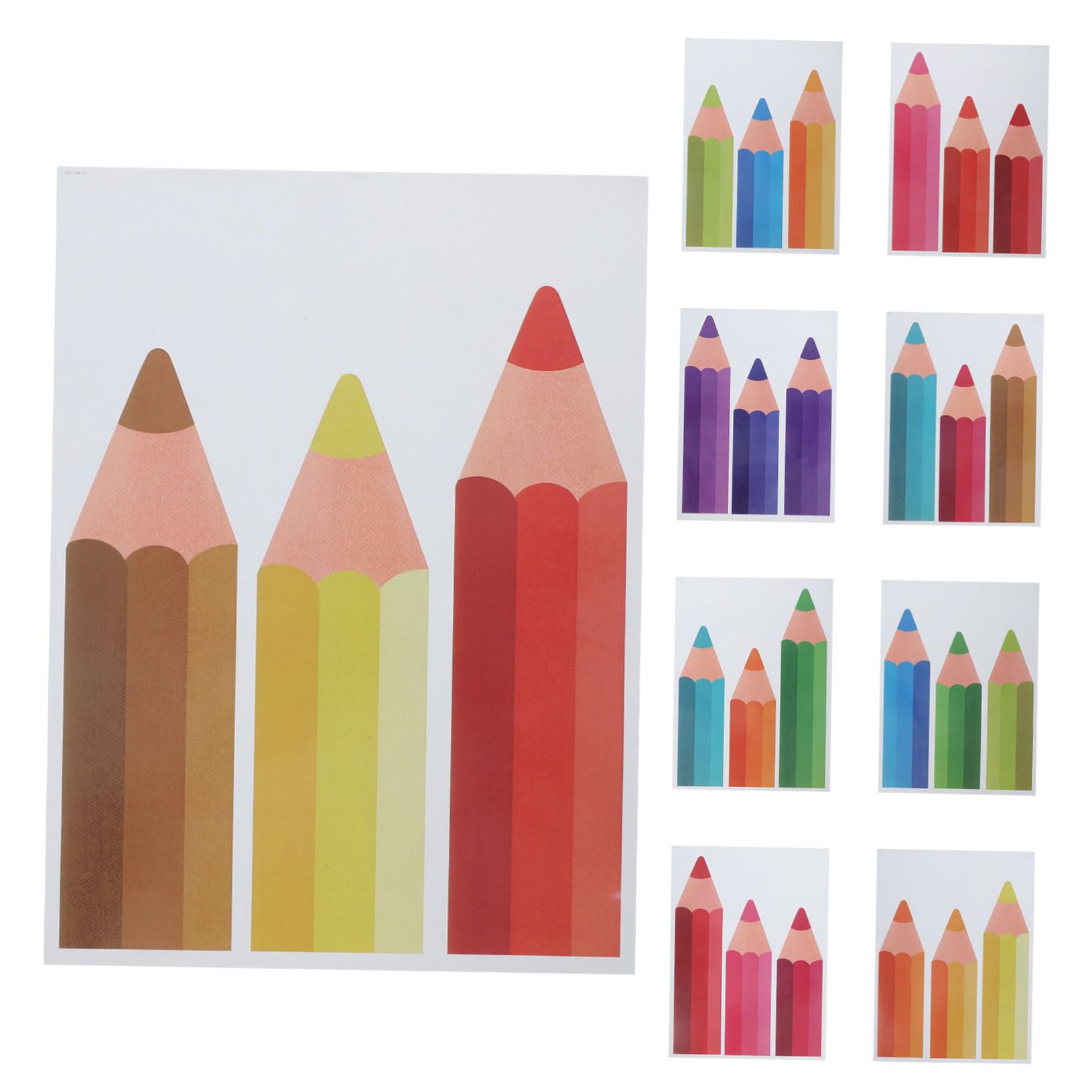 Stickers Muraux Crayons Colorés PVC Autocollants Décoratifs Amovibles Lot 9 Pièces
