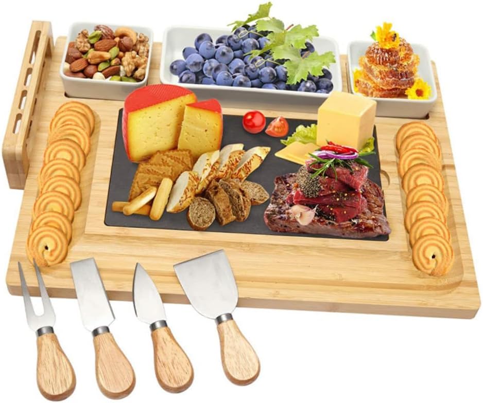 1Set Cheese Board Versatile Food Serving Tray for Charcuterie Snacks and Outdoor Picnics Odor Resistant Cutting Board with Housewarming