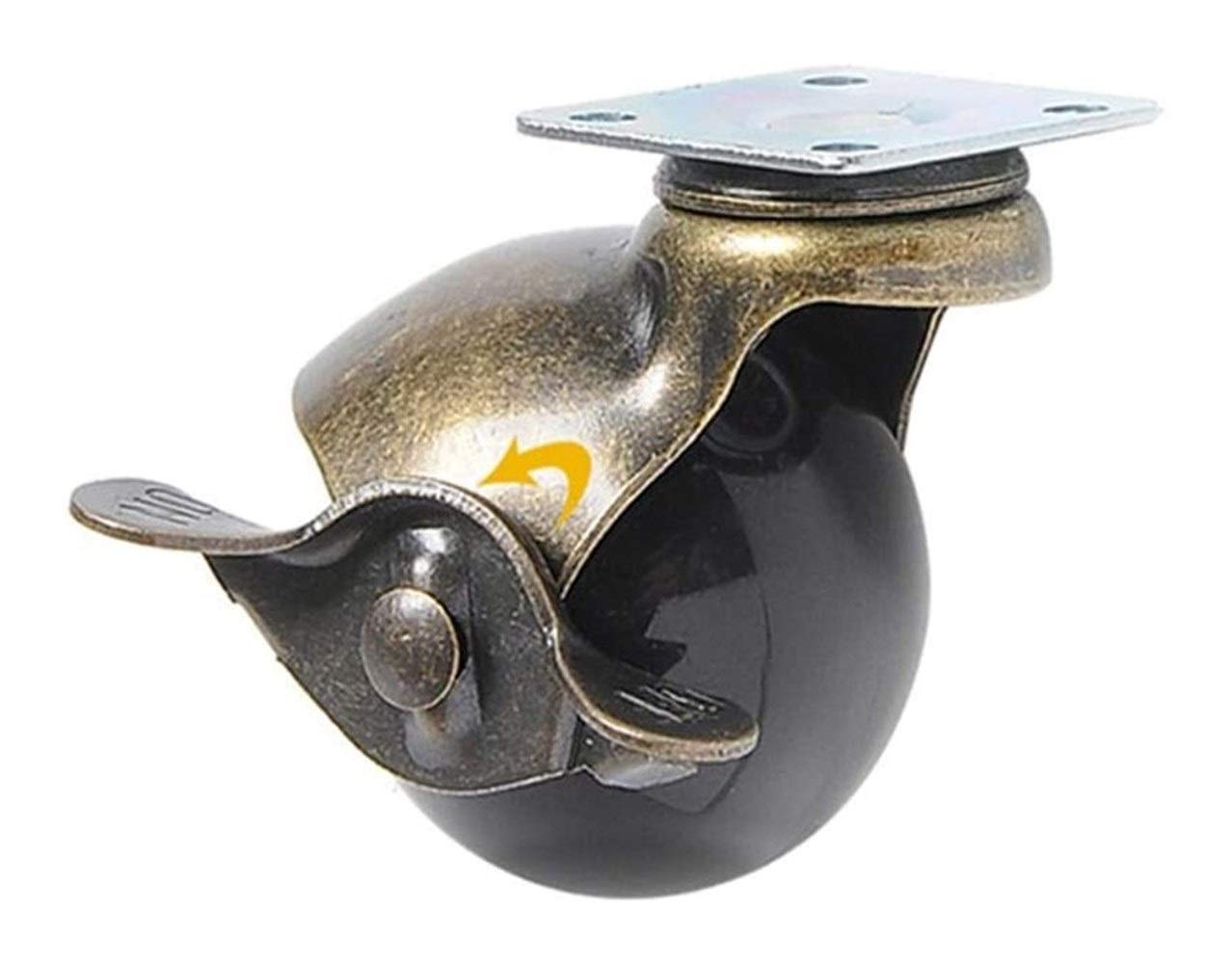 Kugelgelenkrollen, Rollen, schwarze Kugelrollen mit Bremse, 40 mm drehbare Möbelrollen mit Deckplatte, Antik-Bronze, 4er-Set